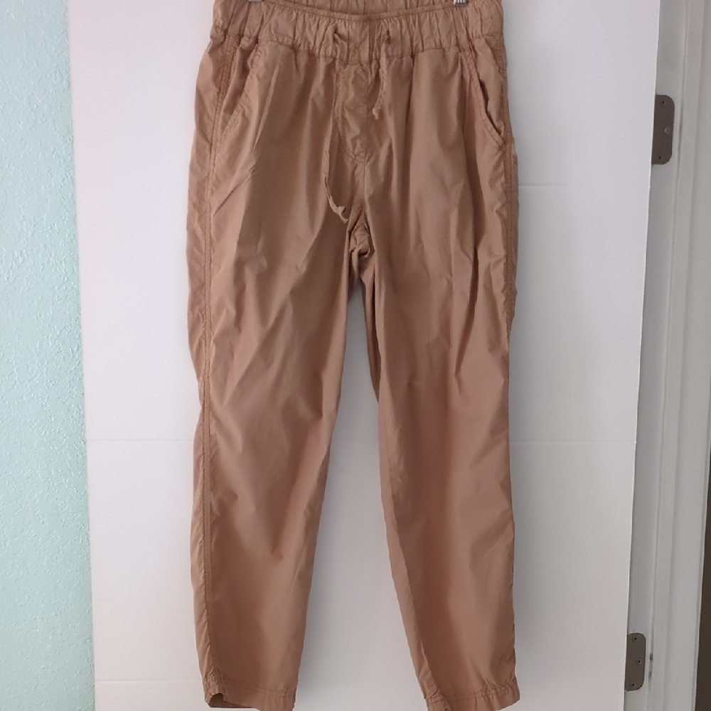 Poetry tapered lightweight cotton neutral color pants StretchyWaist US 8 Minimal